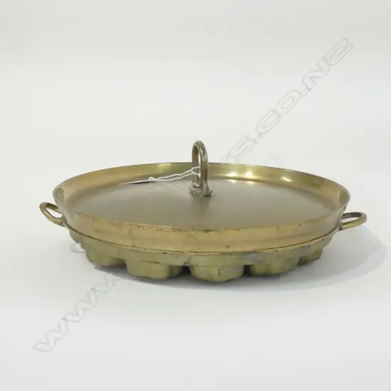 SOLID BRASS PERANAKAN KUEH BAHULU LIDDED CAKE MOULD 220mm dia
