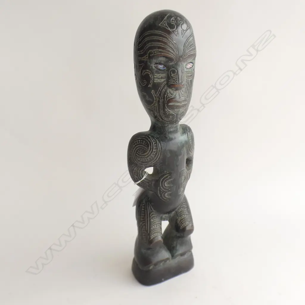 MAORI BRONZE TEKOTEKO / TOTEM FIGURE H.360mm Image 1++