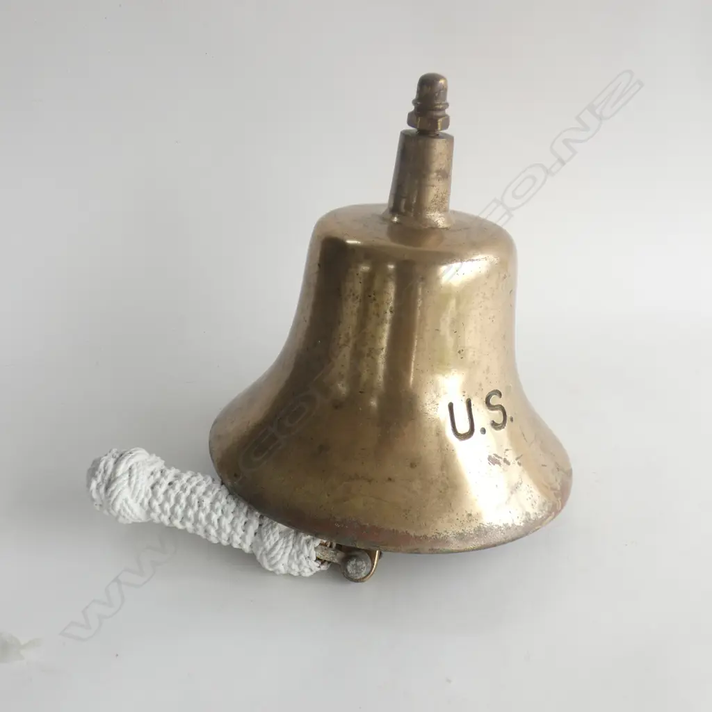 VINTAGE BRASS SHIPS BELL 'U.S.' 250mm dia  Image 1++