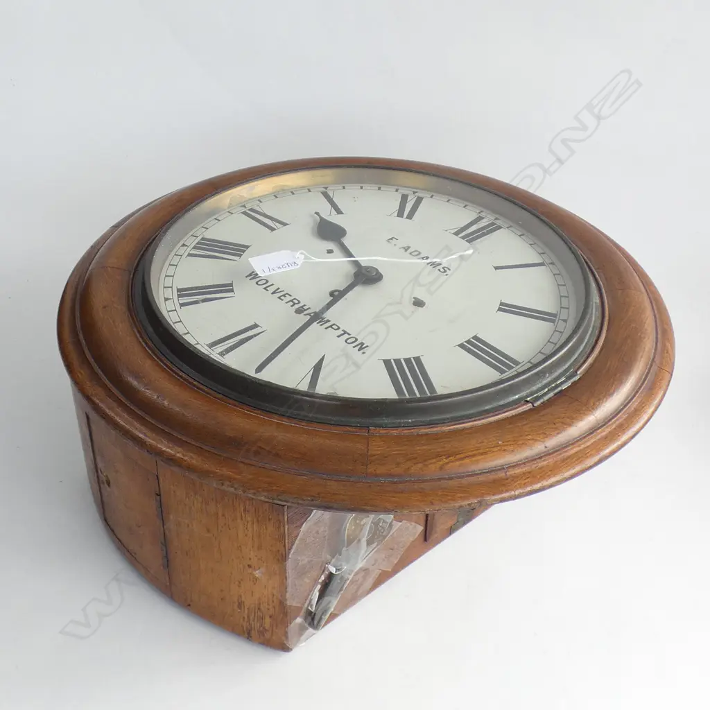 ANTIQUE OAK WALL CLOCK 'E. ADAMS WOLVERHAMTON' 430mm dia Image 1++