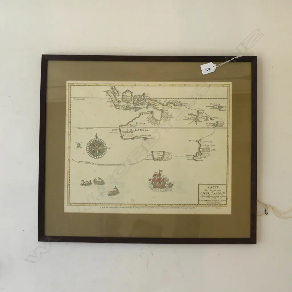 OLD FRAMED 1962 ABEL TASMAN MAP OF AUSTRALIA & NZ - PRINTED CHCH 1967 Image 1++
