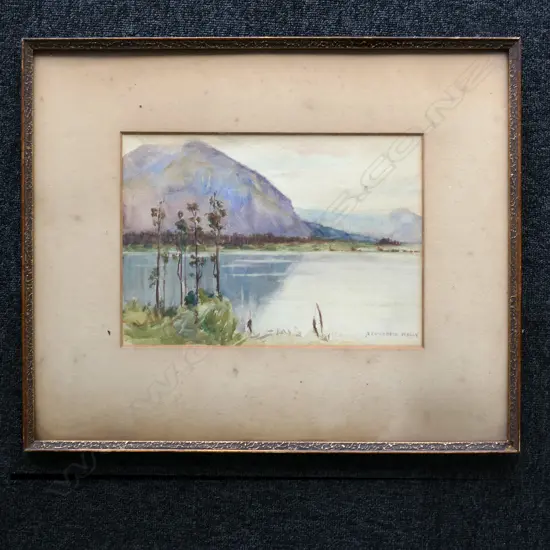 ANNIE ELIZABETH KELLY (NZ,1877-1946), LAKE SCENE, W/COLOUR, SIGNED, 240 x 350mm