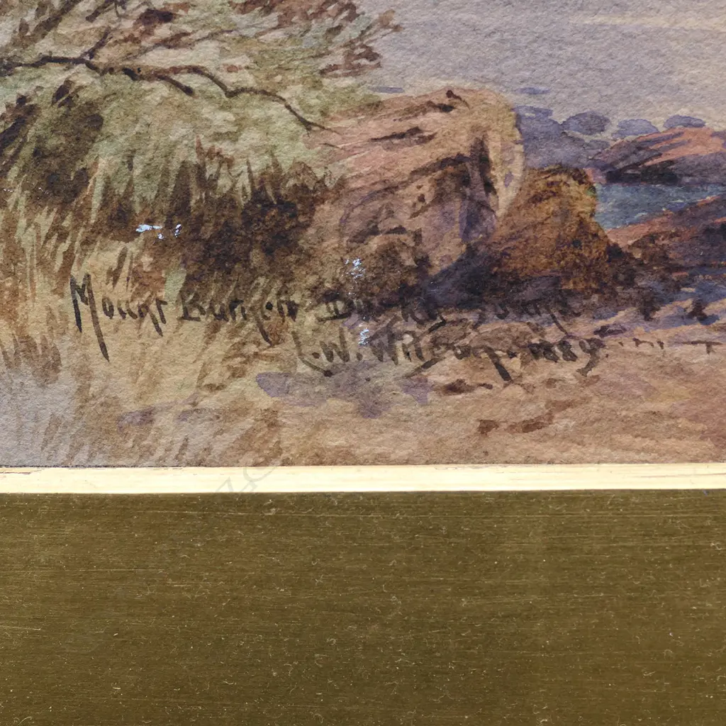 L W WILSON, 'MT BURNETT DUSKY SOUND', W/COLOUR, SIGNED & ENTITLED, C.1889, 275 x 450mm Image 1++