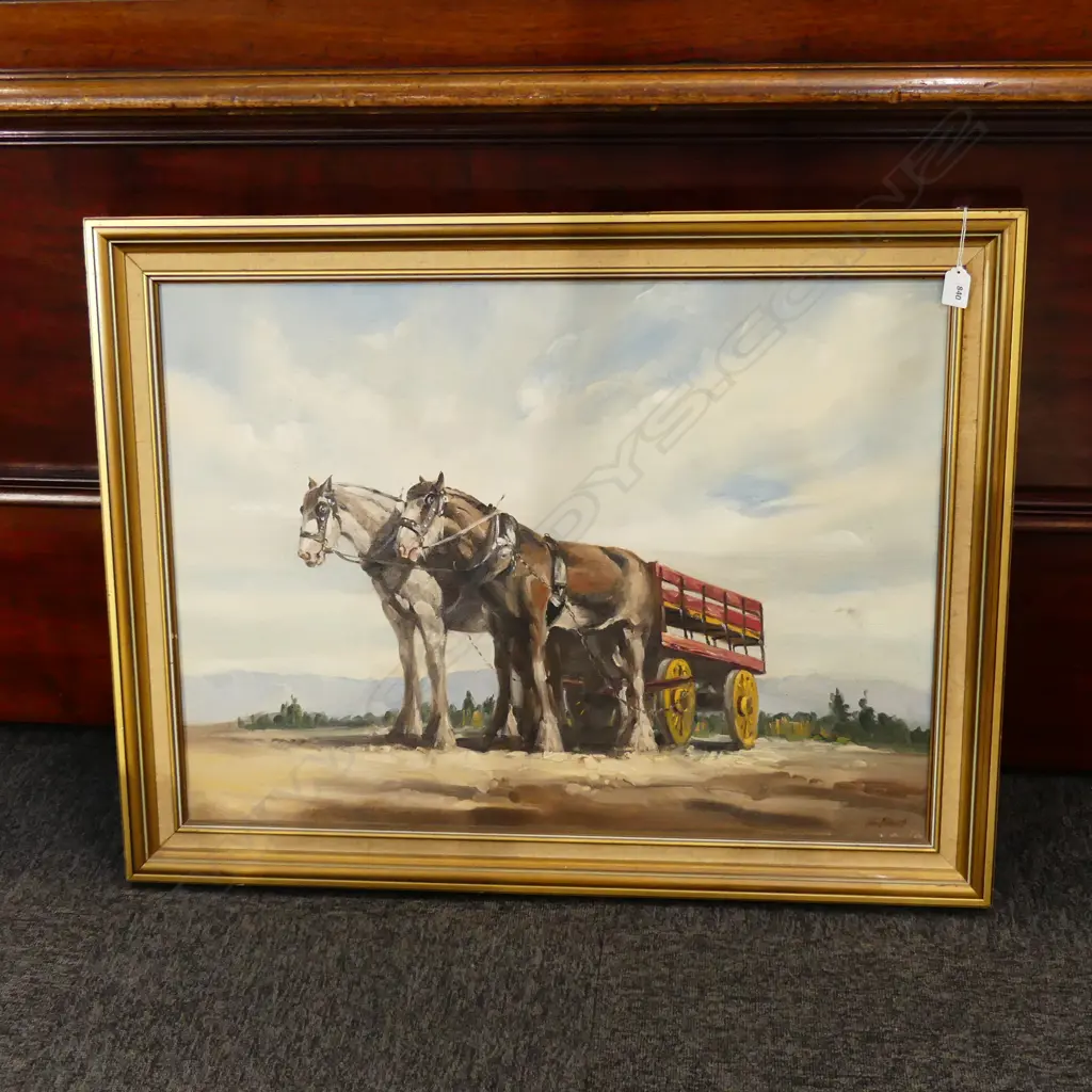 JOHN BRASELL OIL 'CLYDESDALES NEAR FARLIE' SIGNED 545 X 745mm Image 1++