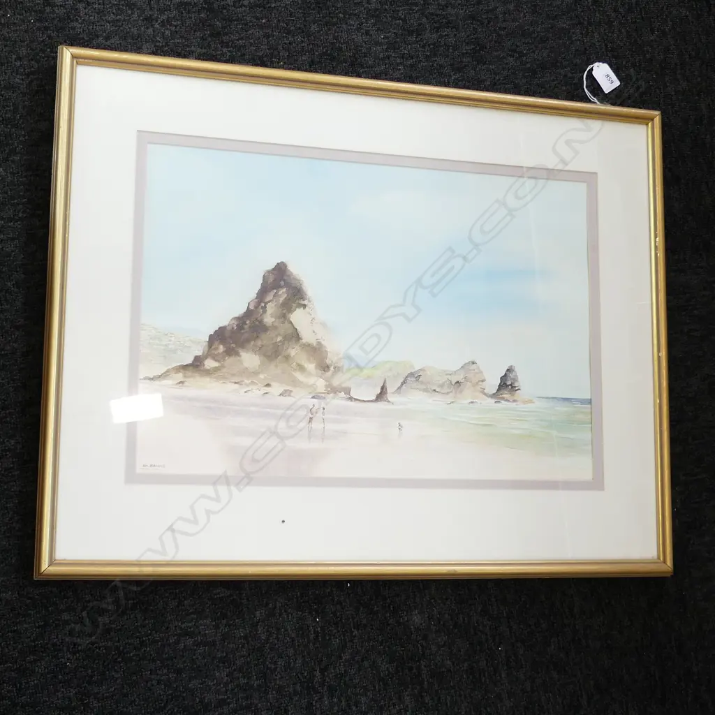 WATER COLOUR - BEACH SCENE - W M BANKS 480 X 320MM Image 1++