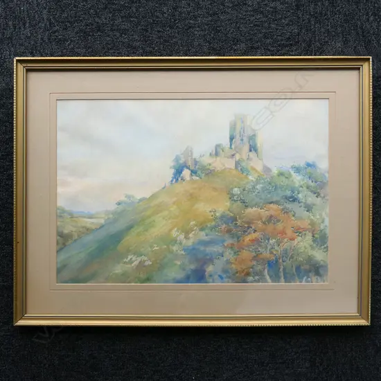 CASTLE ON HILL, W/COLOUR, SIGNED, 360 x 530mm
