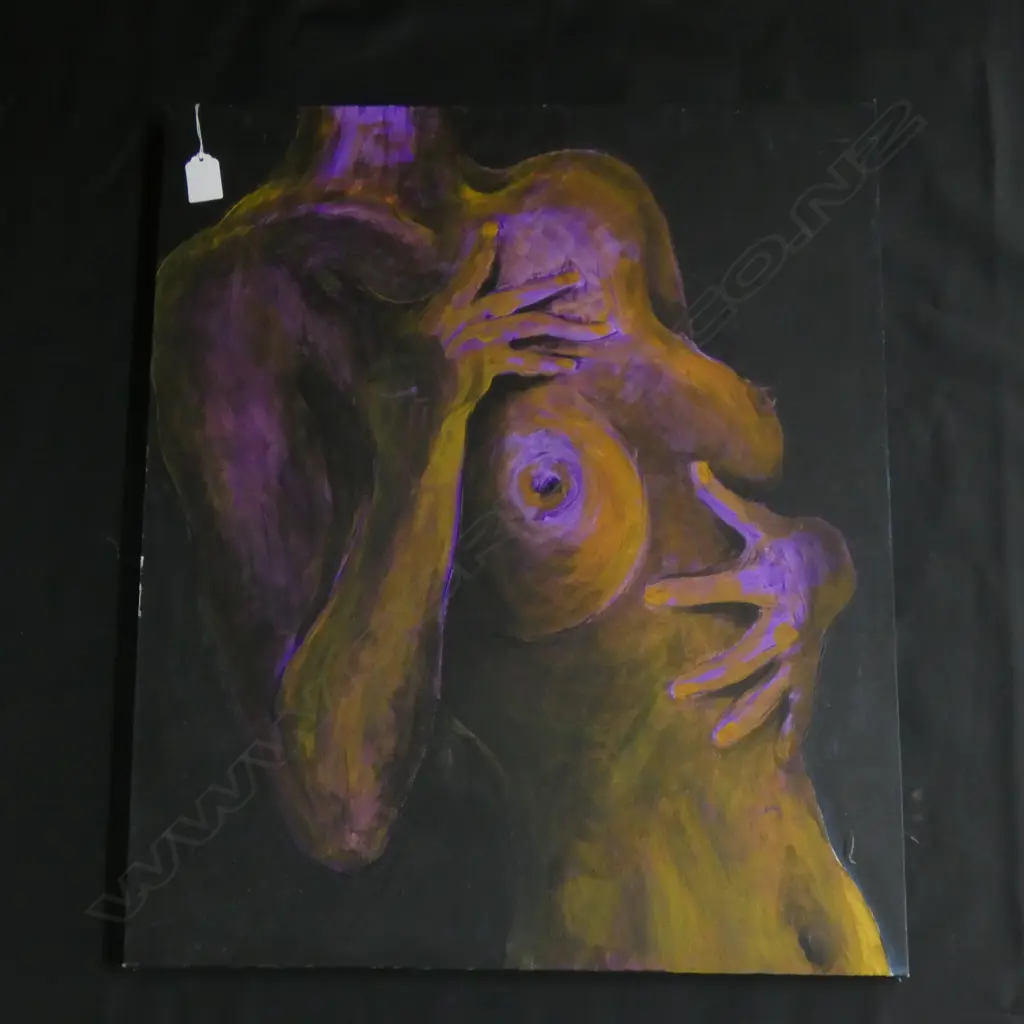 ARTIST UNKNOWN ACRYLIC NUDE ON CANVAS 610x510mm Image 1++