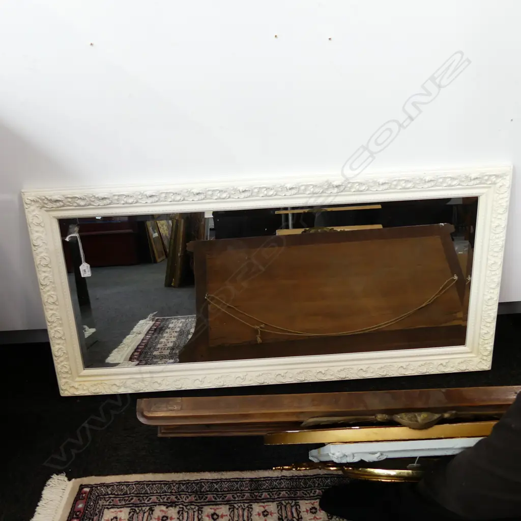 LARGE ORNATE WHITE FRAMED BEVELLED WALL MIRROR 600 X 1250MM Image 1++
