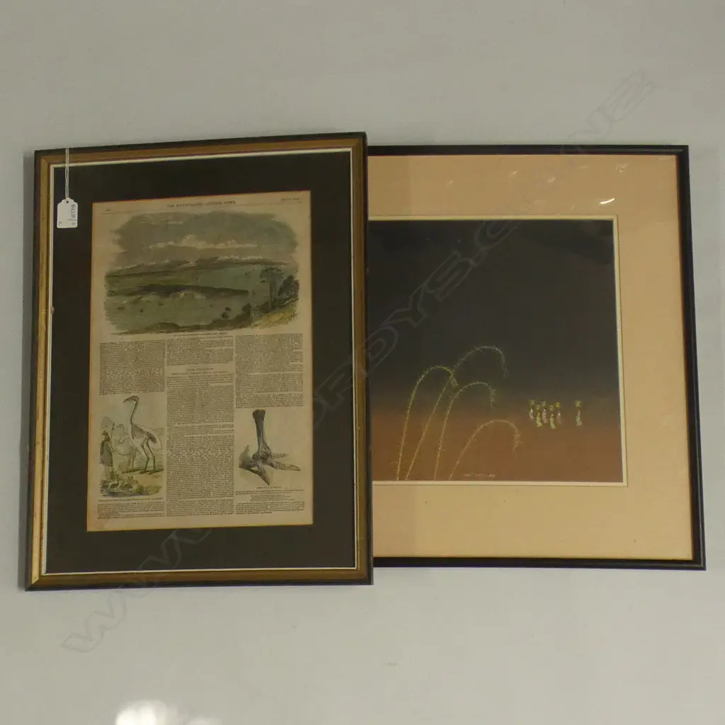 2 ARTWORKS; BALINESE PAINTING 310x310mm + 'MOA' LONDON ILLUSTRATED NEWS 1850  Image 1++