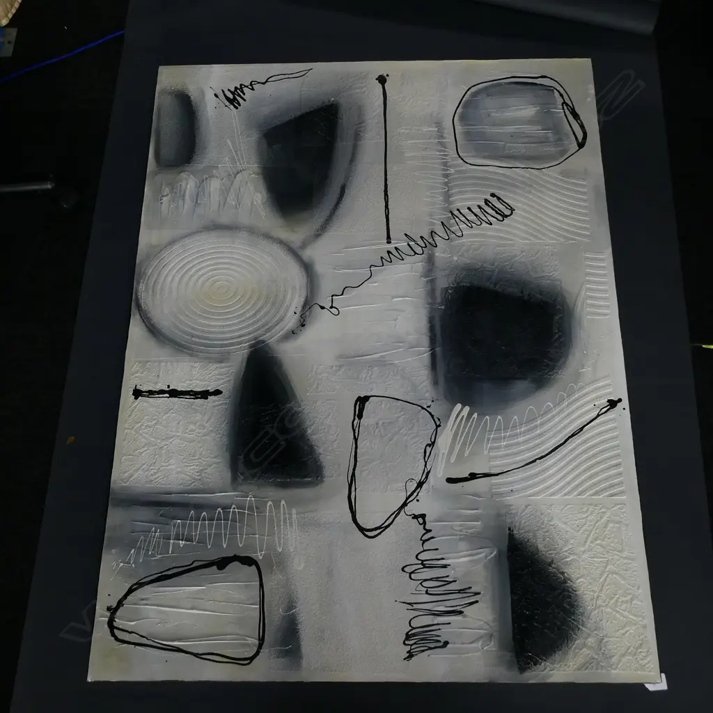 LARGE ABSTRACT BLACK & WHITE ARTWORK 1220x915mm Image 1++