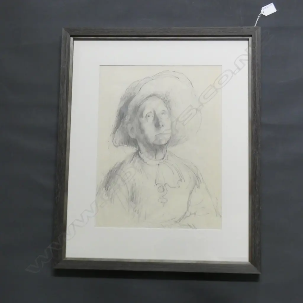 RON STEINBERG 'WOMAN IN A HAT' PENCIL W. 300mm x H. 400mm Image 1++