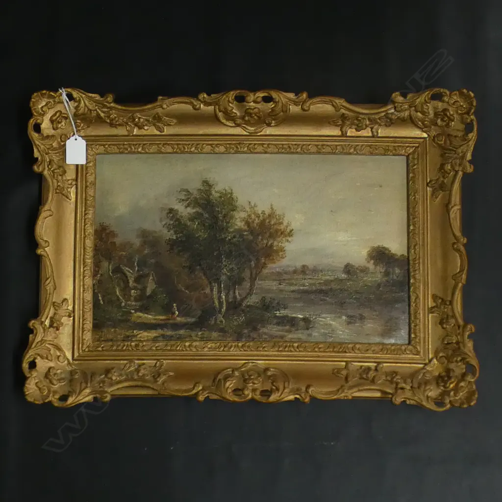 ANTIQUE GILT FRAMED SIGNED ENGLISH LANDSCAPE OIL 240x395mm Image 1++