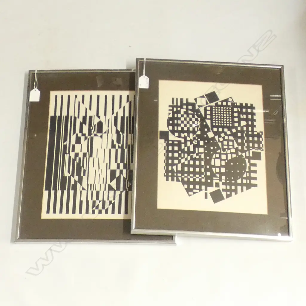 PR BLACK & WHITE GEOMETRIC ARTWORKS, FRAMED 345x270mm Image 1++