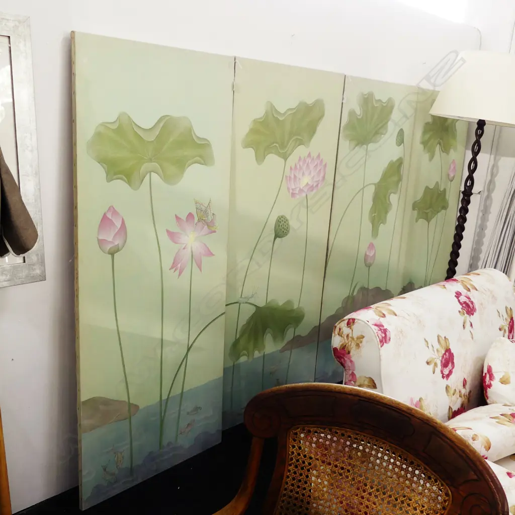 4 LARGE CANVAS PANELS w. LILY FLOWER DESIGN 1610x700mm Image 1++
