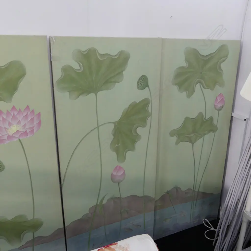 4 LARGE CANVAS PANELS w. LILY FLOWER DESIGN 1610x700mm Image 1++