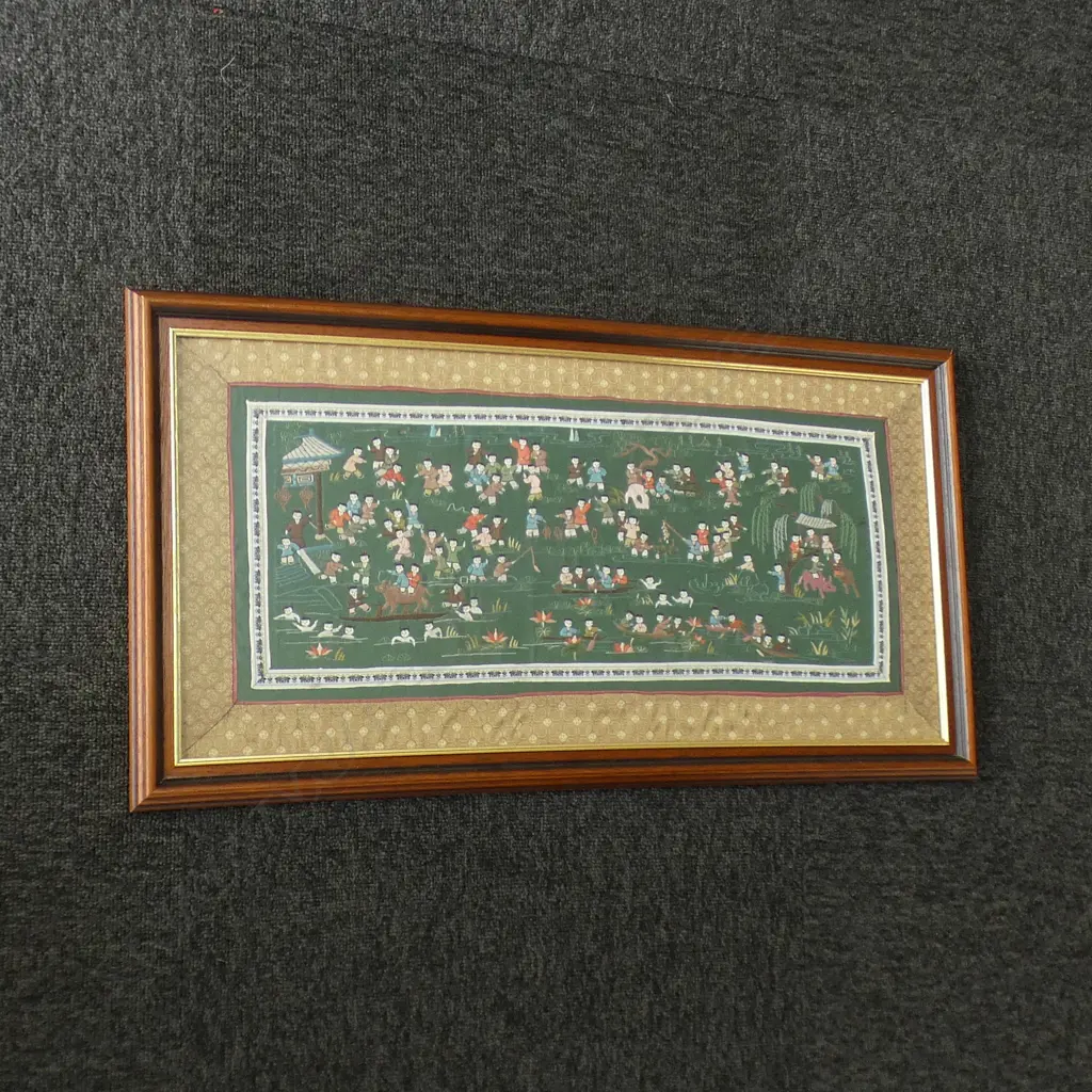 ORIENTAL FRAMED EMBROIDERY H. 300 x 604mm Image 1++