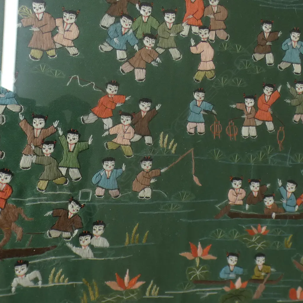 ORIENTAL FRAMED EMBROIDERY H. 300 x 604mm Image 1++