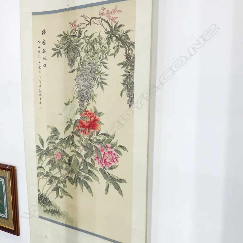 ORIENTAL SCOLL w. PEONIES 920x485mm Image 1++