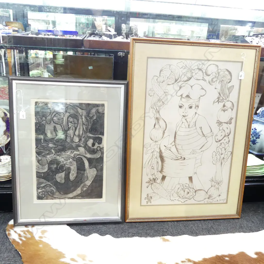 2 FRAMED PRINTS INCL KATIE PUCK DESIGN 440 X 680MM Image 1++