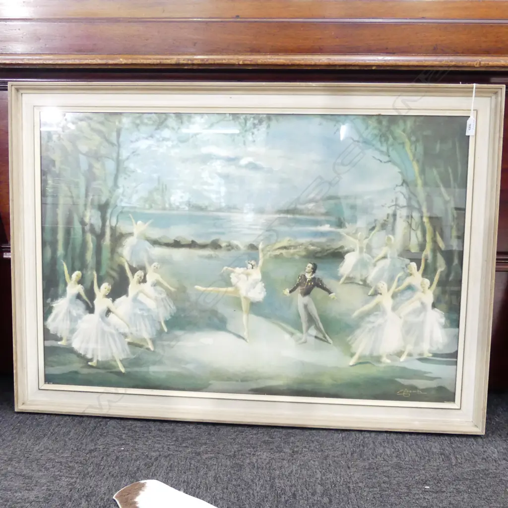 LG VINTAGE CARLOTTA EDWARDS 'SWAN LAKE' FRAMED PRINT   600 X 900MM Image 1++