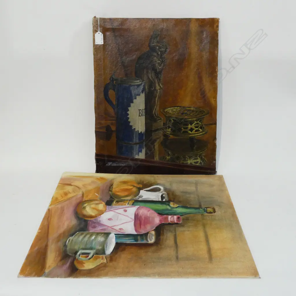 2 ARTIST UNKNOWN STILL LIFE OILS 480x380mm Image 1++