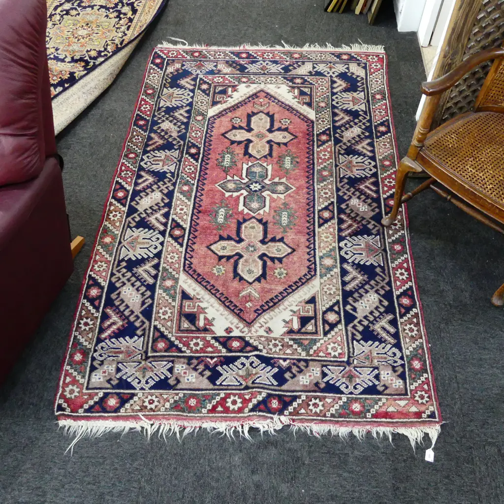 TURKISH HAND  KNOTTED, ALL WOOL RUG, PLEASANTLY FADED 2050 x 1280mm Image 1++