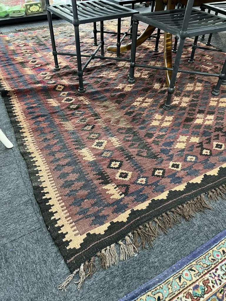 LARGE BROWN KELIM RUG 1950x2700mm Image 1++
