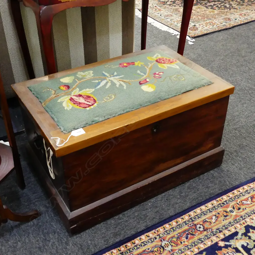 WOOD BOX WITH TAPESTRY TOP/SUITCASE/4 BOWLING BALLS Image 1++