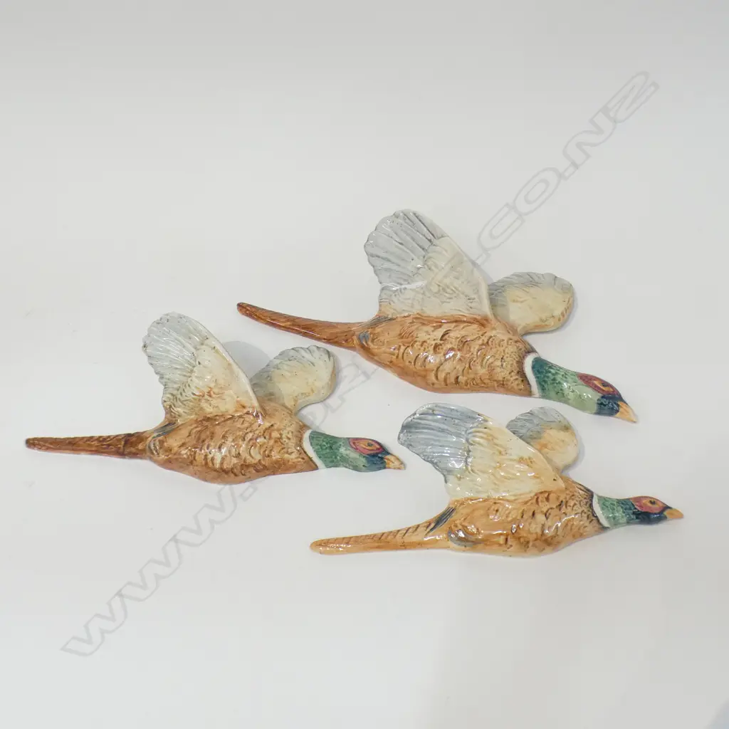 SET 3 BESWICK WALL PLAQUES - FLYING PHEASANTS - LARGEST L 310MM  A/F Image 1++