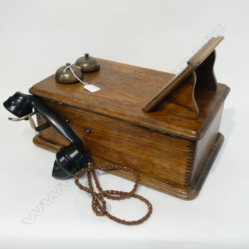 VINTAGE OAK WALL PHONE H.420mm Image 1++