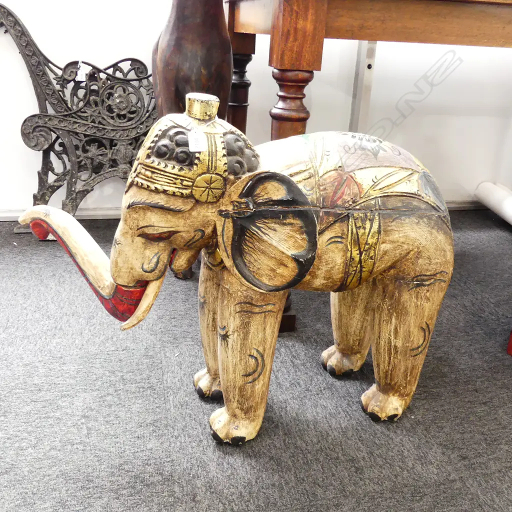 LARGE CARVED INDIAN ELEPHANT H.610mm L 870mm Image 1++