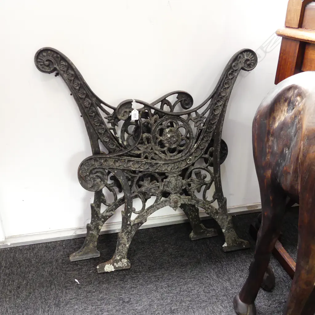 PAIR OF CAST IRON BENCH ENDS Image 1++
