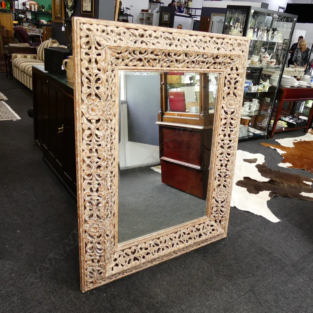 LARGE ORNATE CARVED WOOD MIRROR, 1450 x  1200mm Image 1++