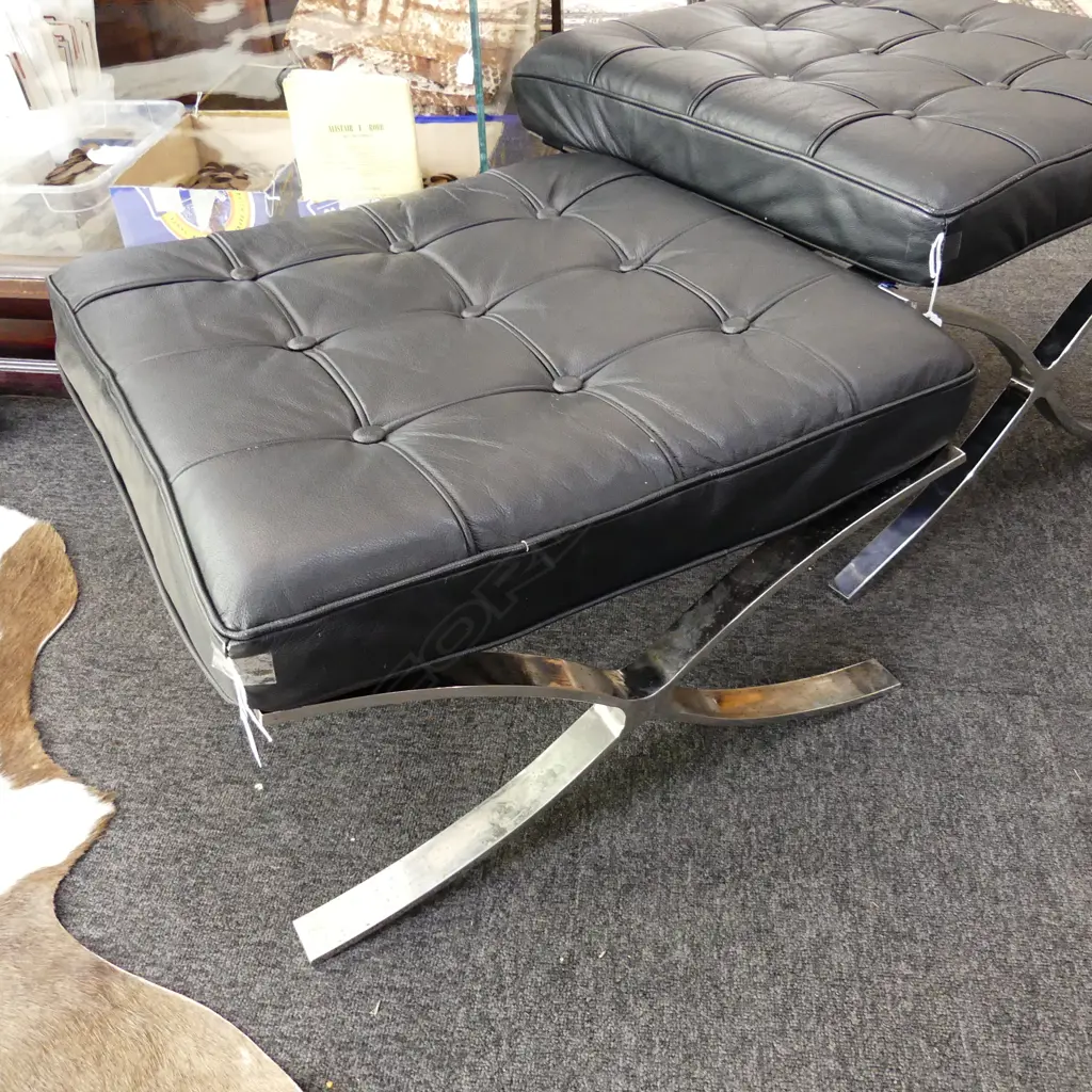 BARCELONA BLACK VINYL FOOTSTOOL 600x600x450mm Image 1++