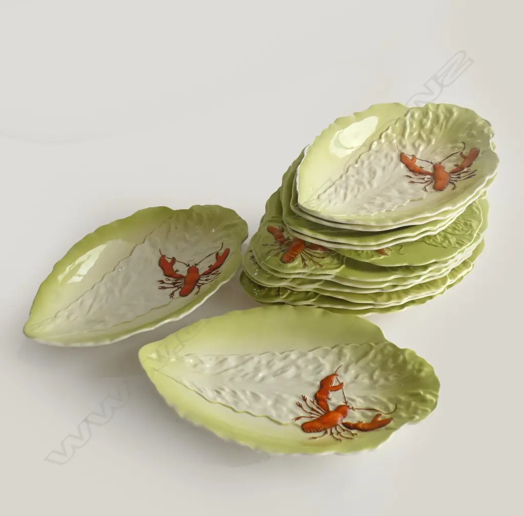 CARLTON WARE LOBSTER PLATES & DISHES; 6 LG OVAL PLATES  (L360MM) 6 SM OVAL DISHES (L300MM) & 1 ROUND PLATE (DIA 235MM) Image 1++