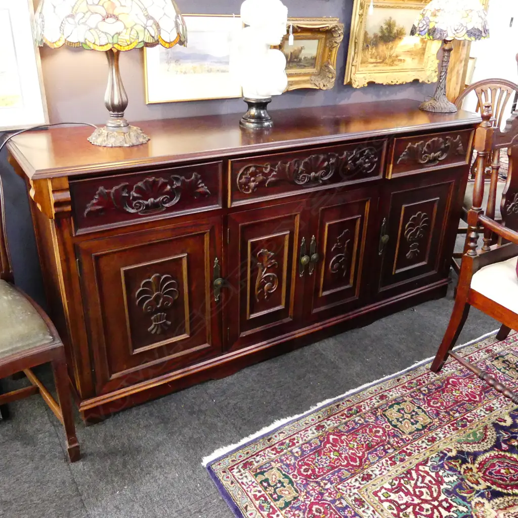 ORNATE WOODEN BUFFET / SIDEBOARD 1800x480x870mm Image 1++