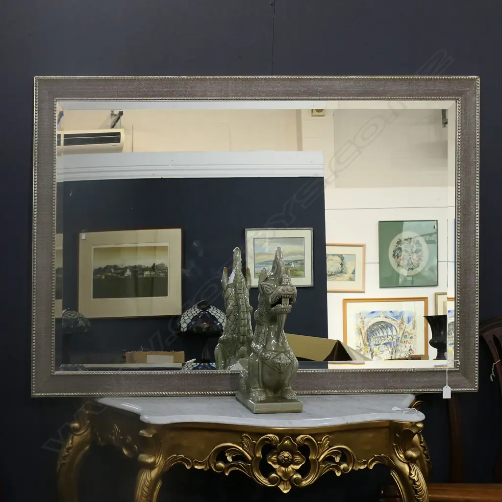 LG ORNATE SILVER GILT FRAMED BEVELLED EDGE MIRROR, 1350 x 885mm Image 1++