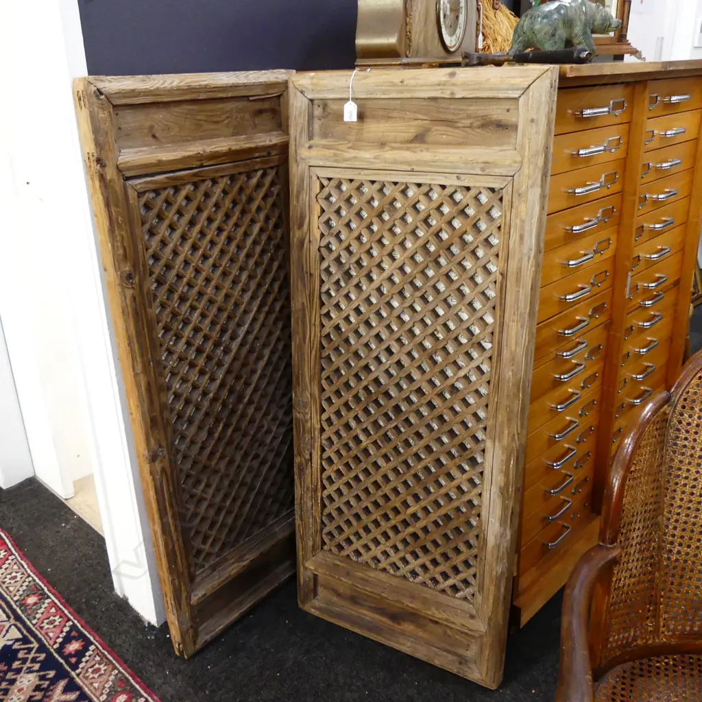 PR LARGE ORIENTAL WOODEN TRELLIS PANELS 550x1320mm Image 1++