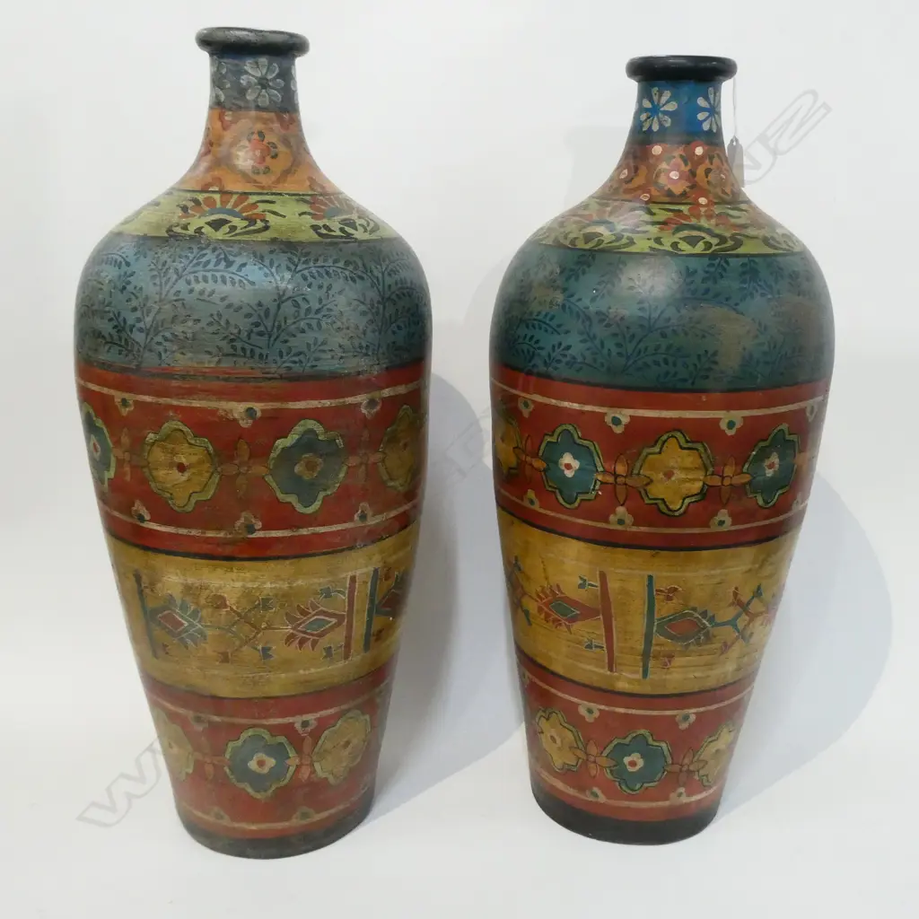 PR LG PAINTED POTTERY FLOOR VASES H 600MM Image 1++