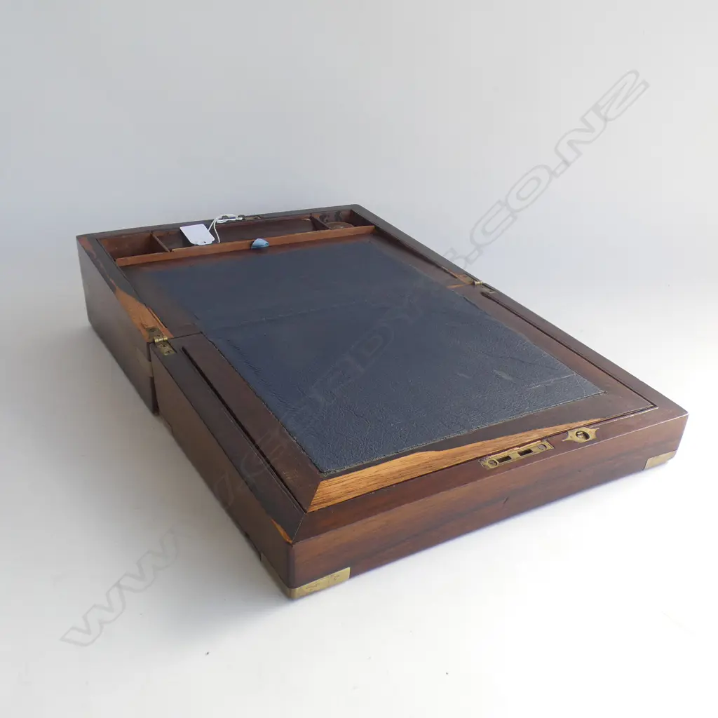 ROSEWOOD WRITING SLOPE 19TH CENTURY INCLUDES 2 INKWELLS Image 1++