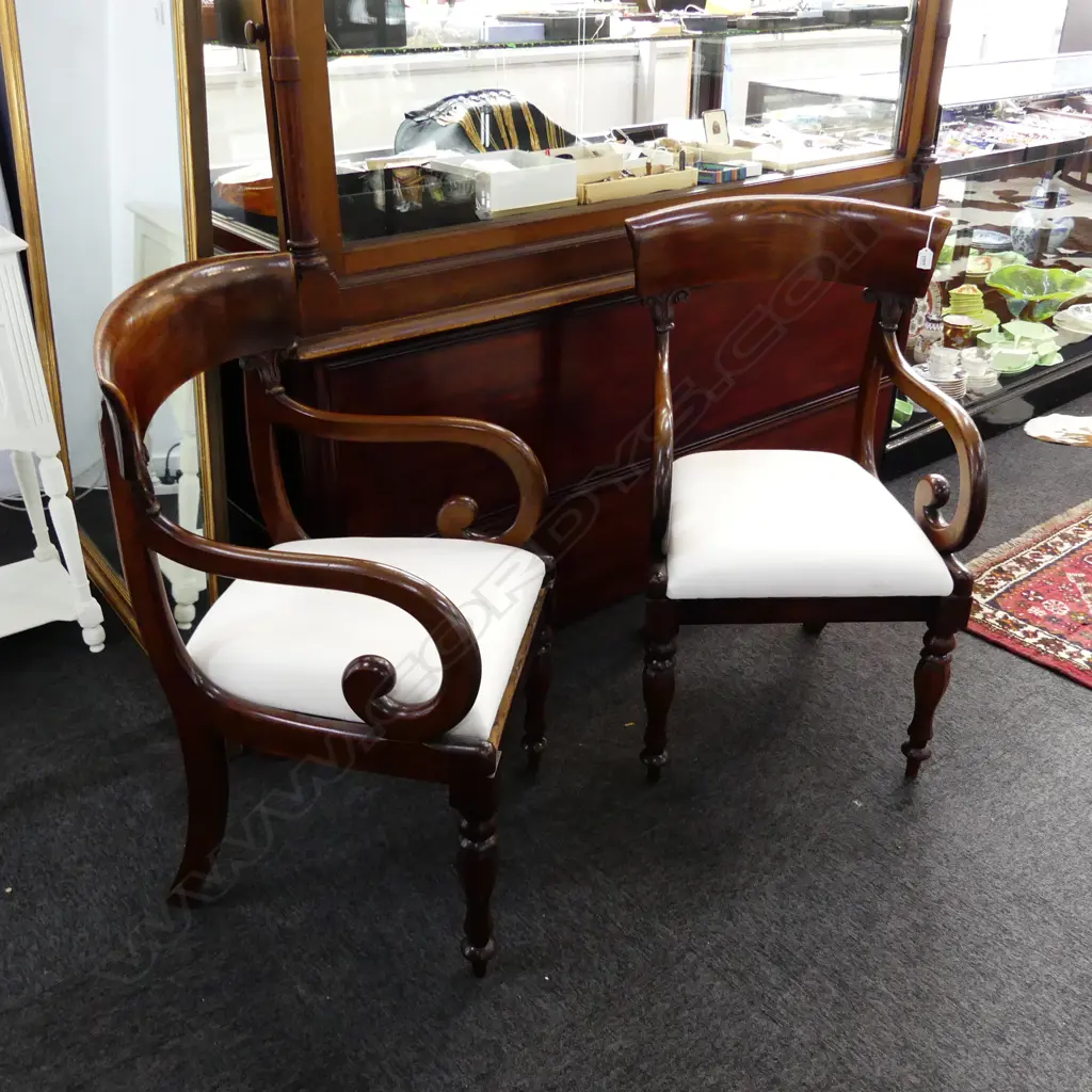PR OF WHITE REGENCY OPEN ELBOW ARMCHAIRS Image 1++
