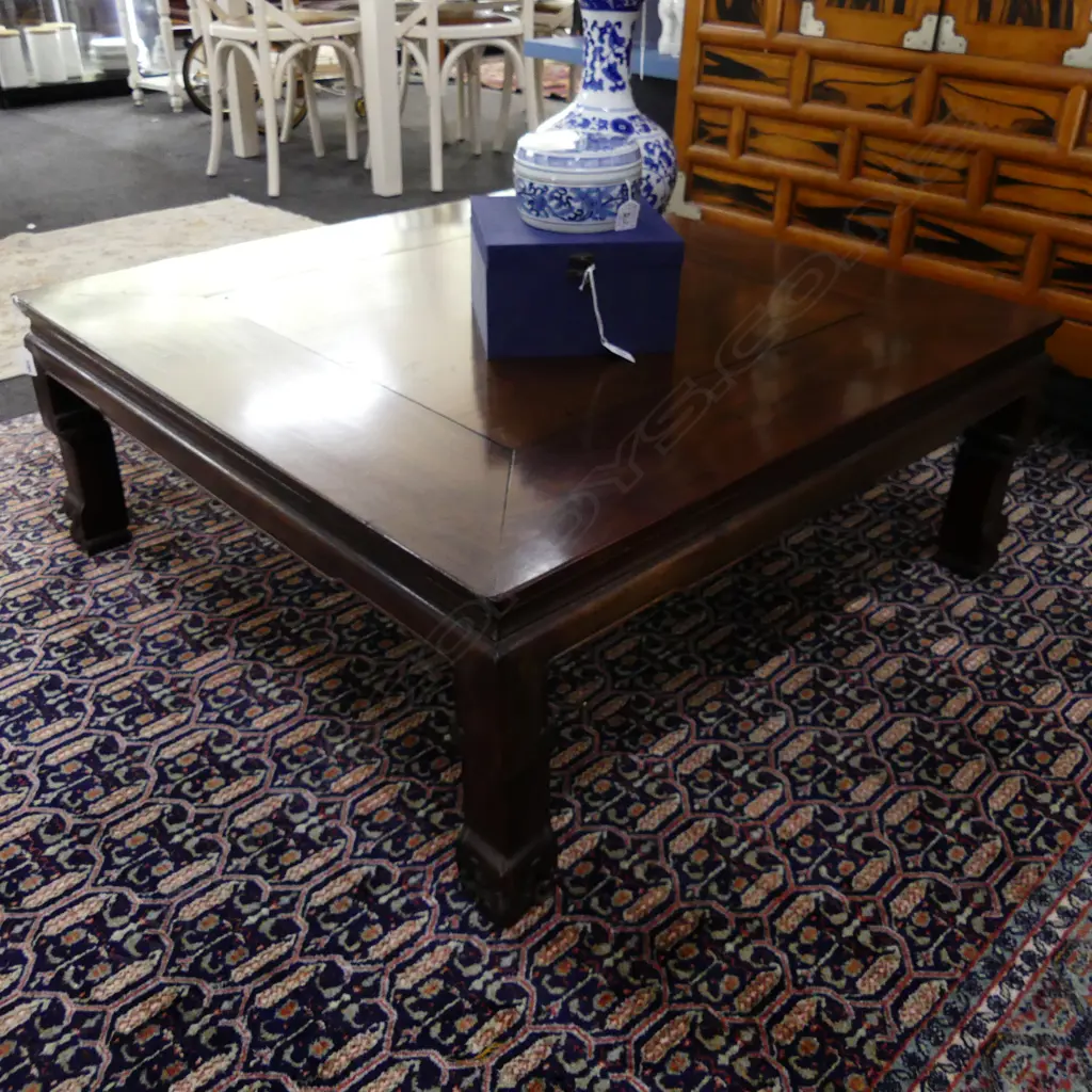CARVED ROSEWOOD ORIENTAL SQUARE COFFEE TABLE 900x900x350mm Image 1++