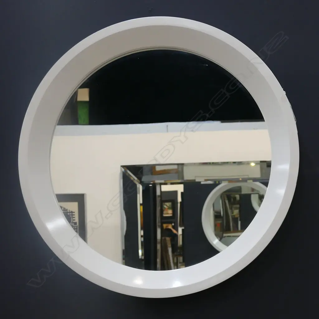 WHITE WOODEN FRAMED CIRCULAR MIRROR, DIA 810mm Image 1++