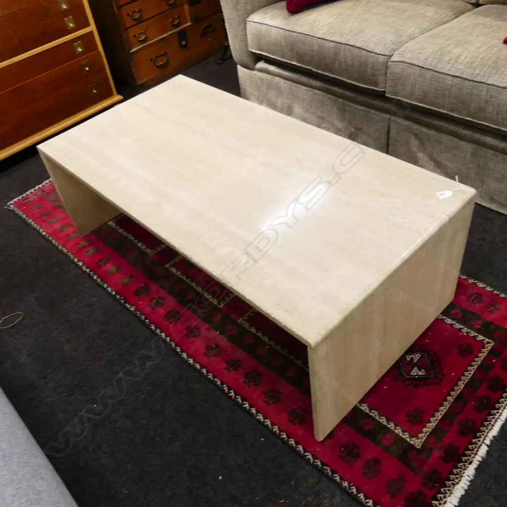 ITALIAN TRAVERTINE CONTEMPORARY COFFEE TABLE 1200x600x400mm Image 1++