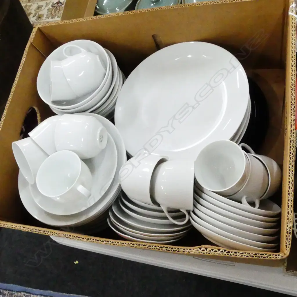 BOX LOT ASST CHINA; MOSTLY WHITE & VARIOUS MAKERS INCL ARZBERG Image 1++
