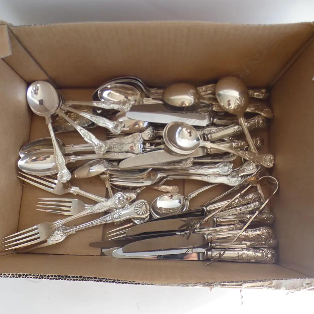 Consists of eight dinner forks eight luncheon forks eight dinner knives eight luncheon knives eight soup spoons eight dessert spoons eight teaspoons three large serving spoons two berry spoons Image 1++
