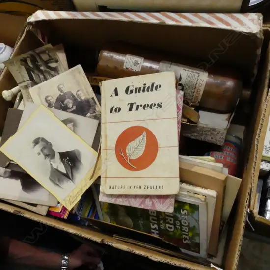 BOX LOT 'BREAK IN' RADIO MAGAZINES, ANTIQUE PHOTOS ETC