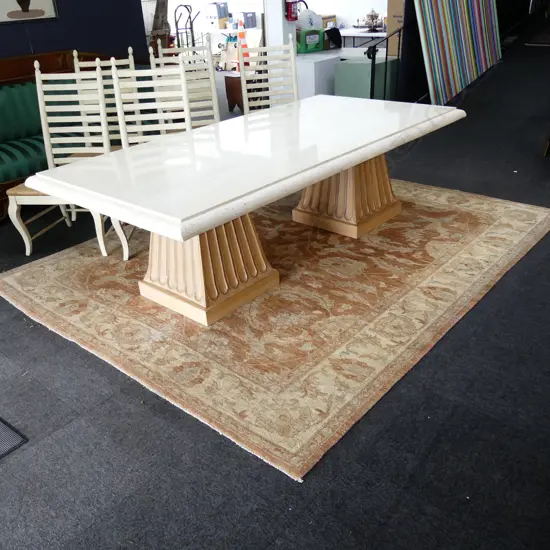 LARGE MARBLE TABLE w. 2 PLINTH BASES 2450x1220x750mm