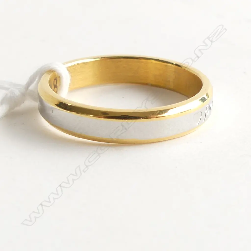 NOT GOLD BUT MARKED '18CT' RING 'FOREVER LOVE' 2.8 GRAMS Image 1++