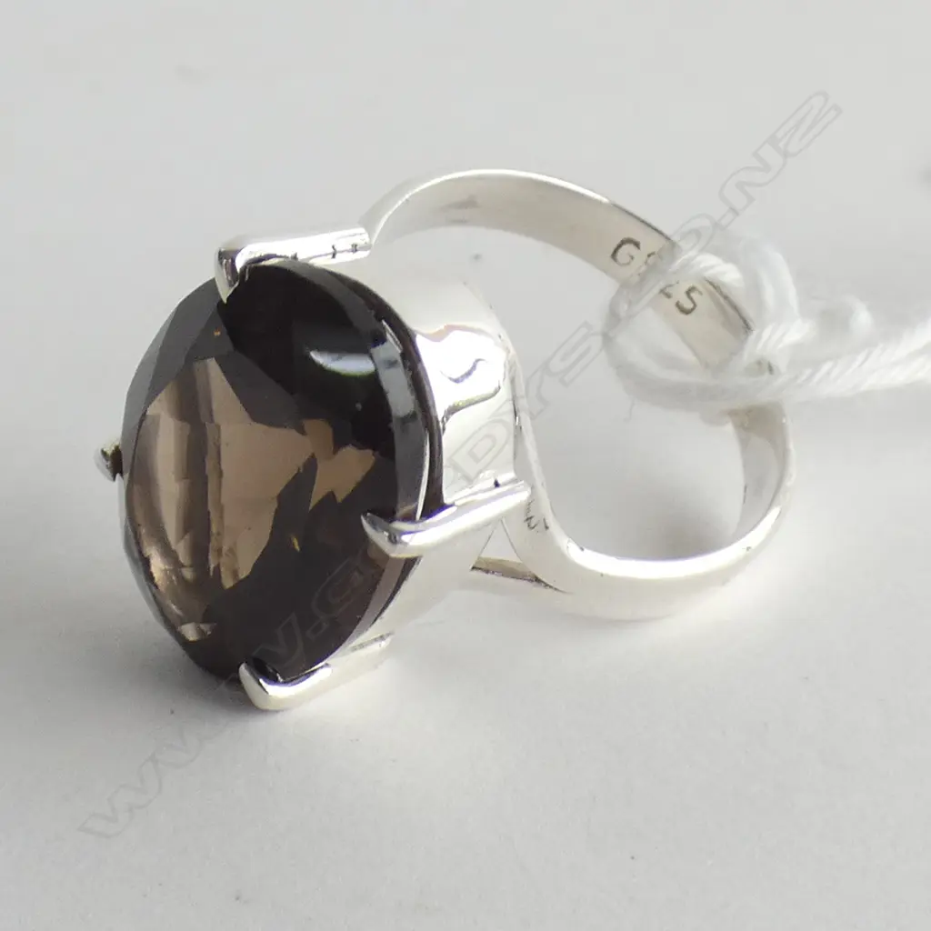 SMOKY TOPAZ & 925 SILVER RING Image 1++
